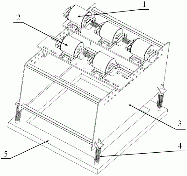 扭簧耦合的雙軸五激振電機橢圓振動篩