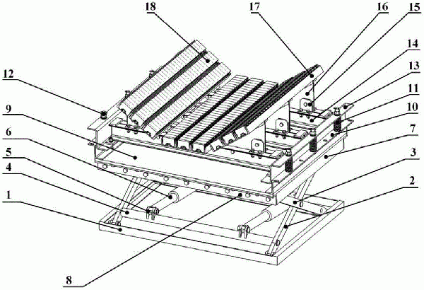 高度可調(diào)節(jié)式帶式輸送機(jī)緩沖吸能床