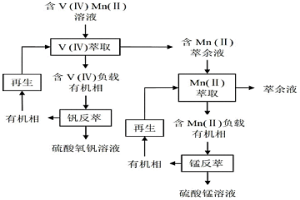 從含V（Ⅳ）和Mn（Ⅱ）的溶液中異步萃取分離釩錳的方法