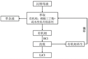 疏水性低共熔溶劑選擇性萃取沉鋰母液中鋰的方法