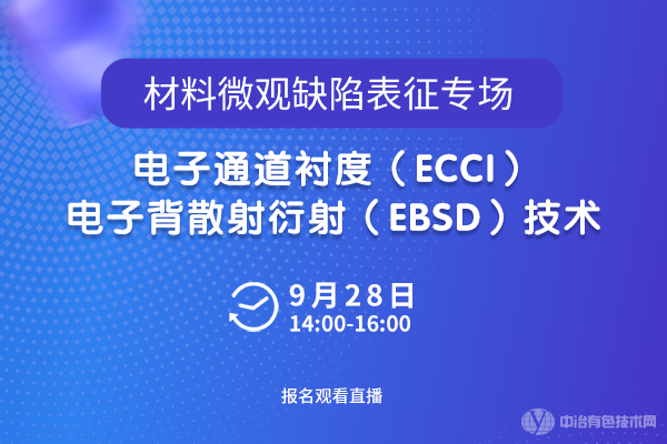 9月28日·入微詳解：“材料微觀缺陷表征專場(chǎng)--電子通道襯度（ECCI）/ 電子背散射衍射（EBSD）技術(shù)”線上研討會(huì)即將召開！