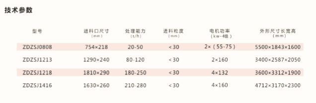 雙腔硬巖破碎機(jī)技術(shù)參數(shù)