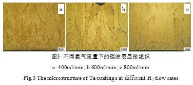 氫氣流量對涂層顯微組織及表面形貌的影響