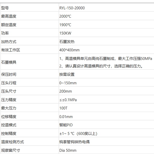 RYL-150-20000（2000度100噸真空熱壓爐）