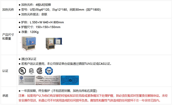 KSL-1700X-A1-W 1700℃帶石英窗口箱式爐